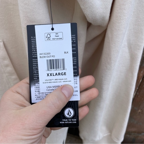 VOLCOM Men’s Black Cream Tie Dye Hoodie Sweatshirt Size XXL - Picture 8 of 11